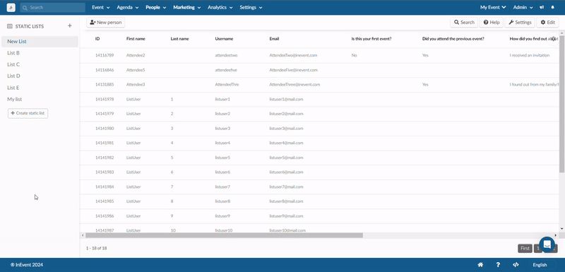 User dashboard