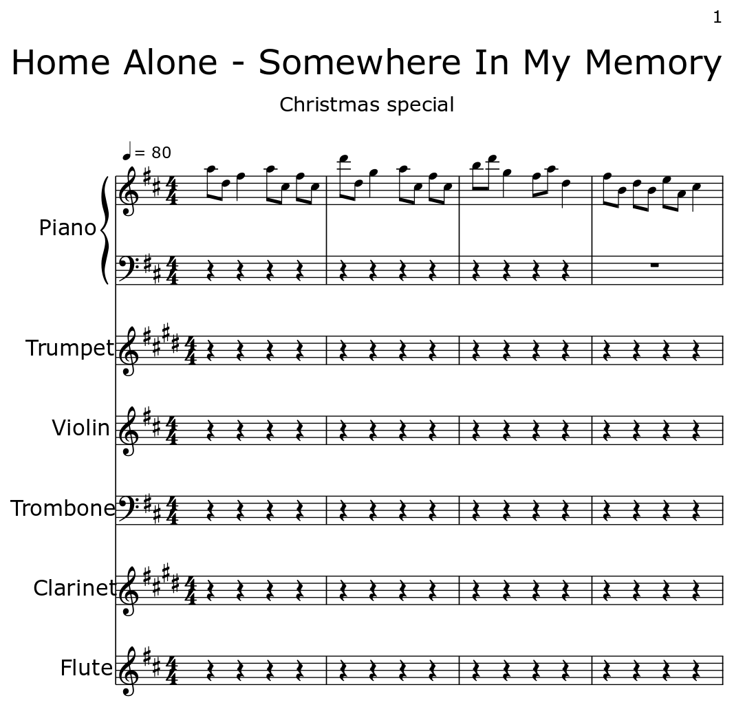 Home Alone - Somewhere In My Memory - Sheet music for Piano, Trumpet ...