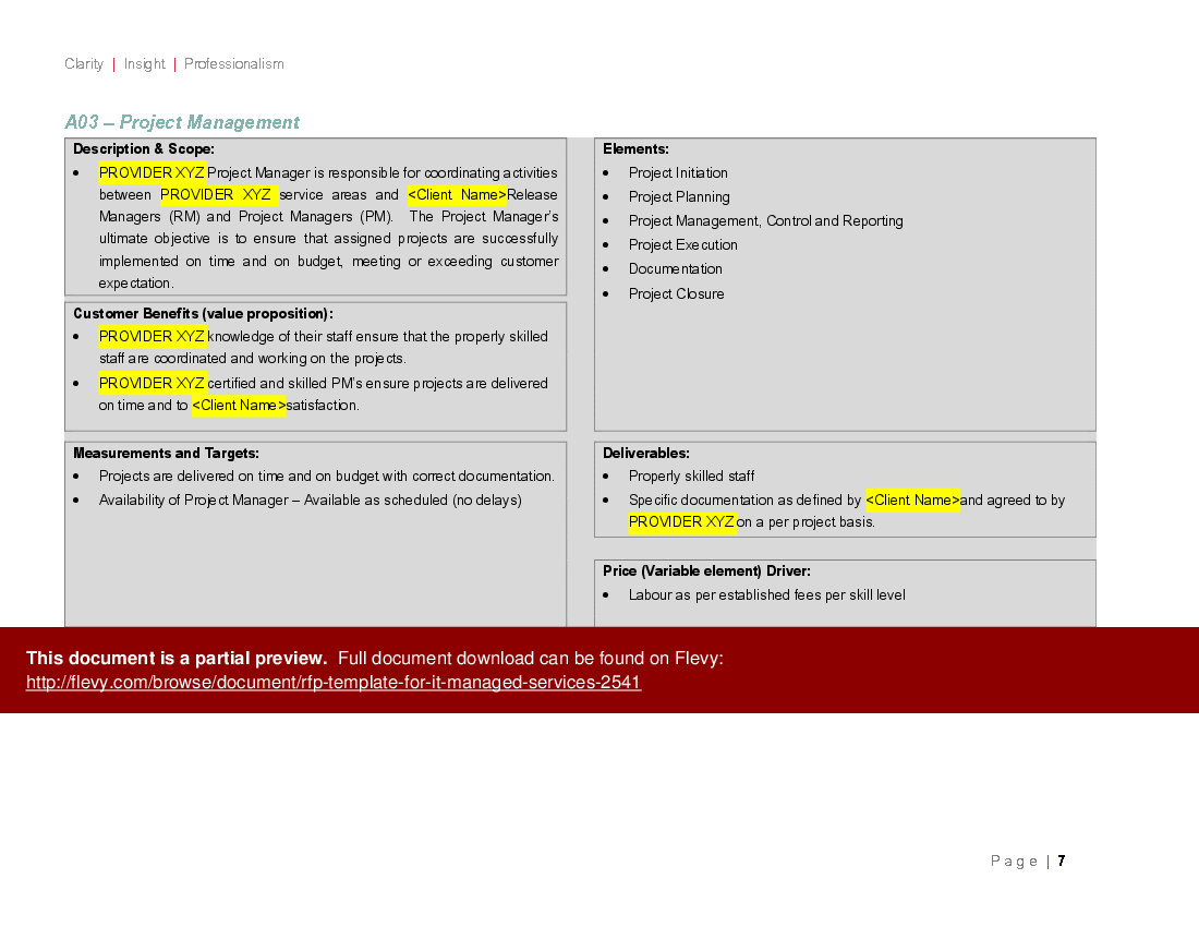 Rfp Template For It Services