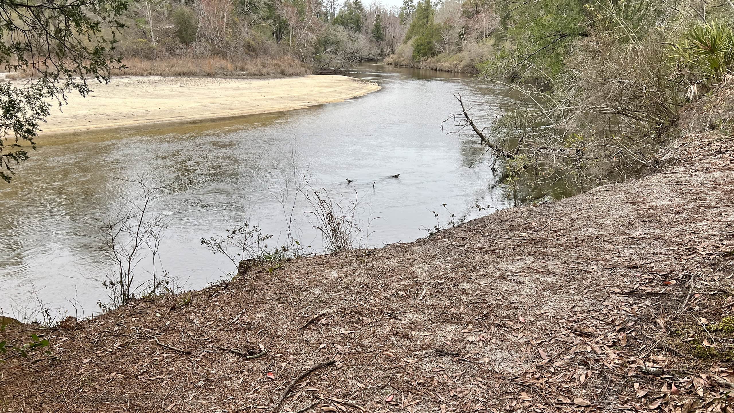 Bluff above river with beach on far side