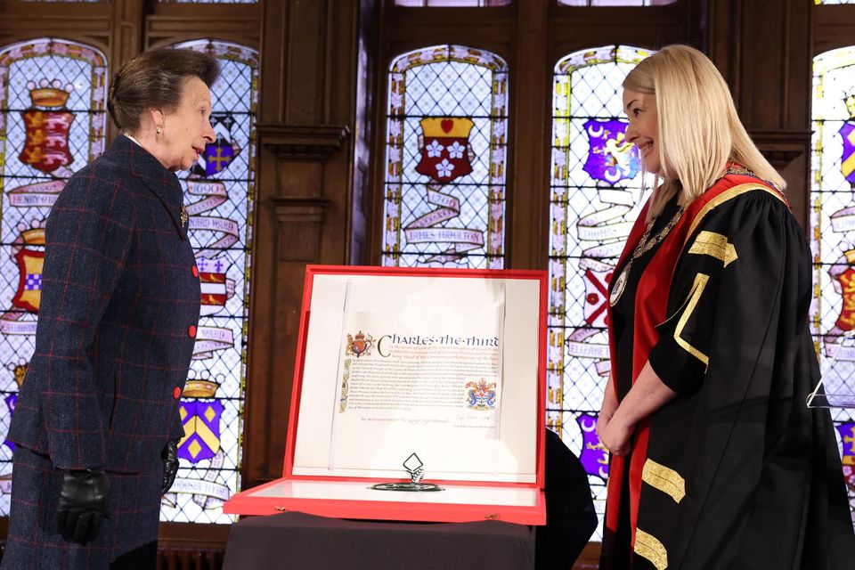 Mayor of Ards and North Down Borough Council, Councillor Karen Douglas with The Princess Royal (Credit: Kelvin Boyes/Press Eye)