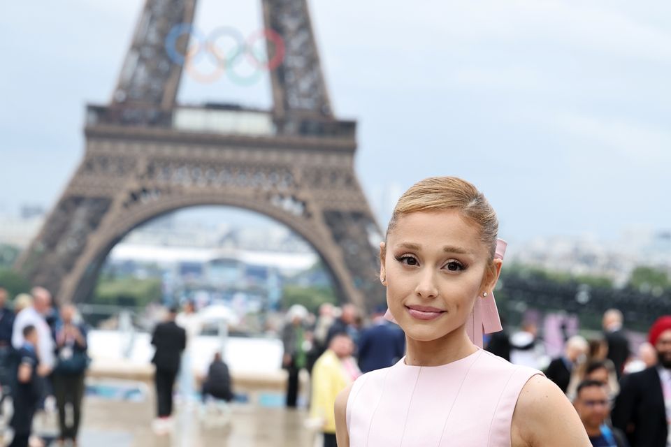 Ariana Grande arrives at the Trocadero ahead of the opening ceremony for the Paris 2024 Olympic Games (Christophe Petit Tesson/PA)