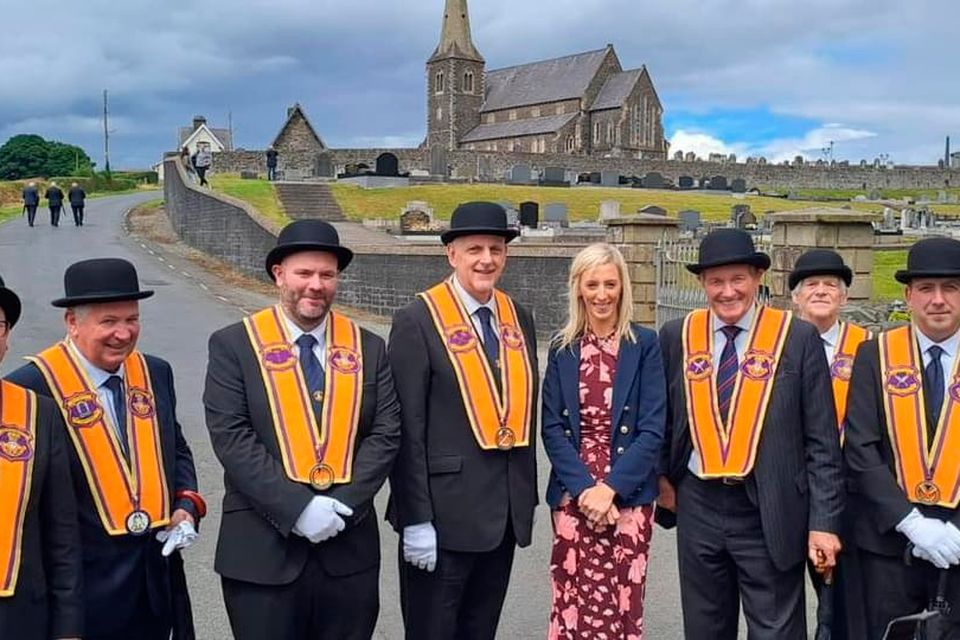 Carla Lockhart MP in Portadown with members of the Orange Order