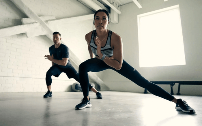 man and woman working out