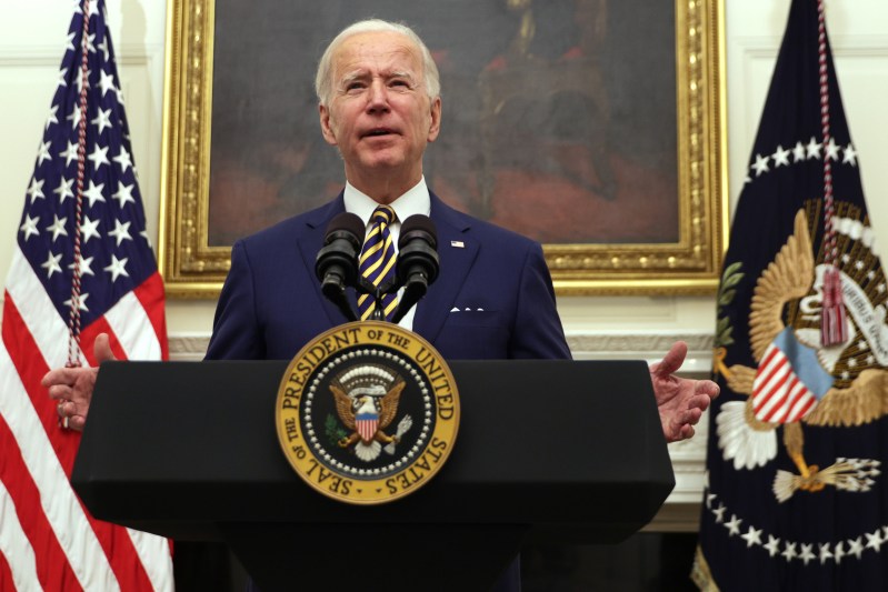 U.S. President Joe Biden speaks about the economy at the White House in Washington on Jan. 22.