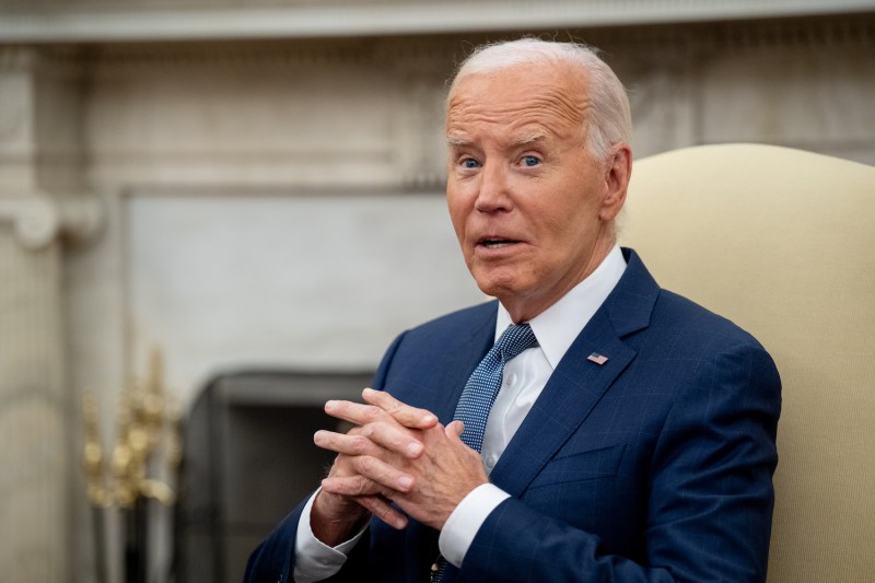 U.S. President Joe Biden speaks during a meeting with Israeli Prime Minister Benjamin Netanyahu in the Oval Office at the White House in Washington on July 25.