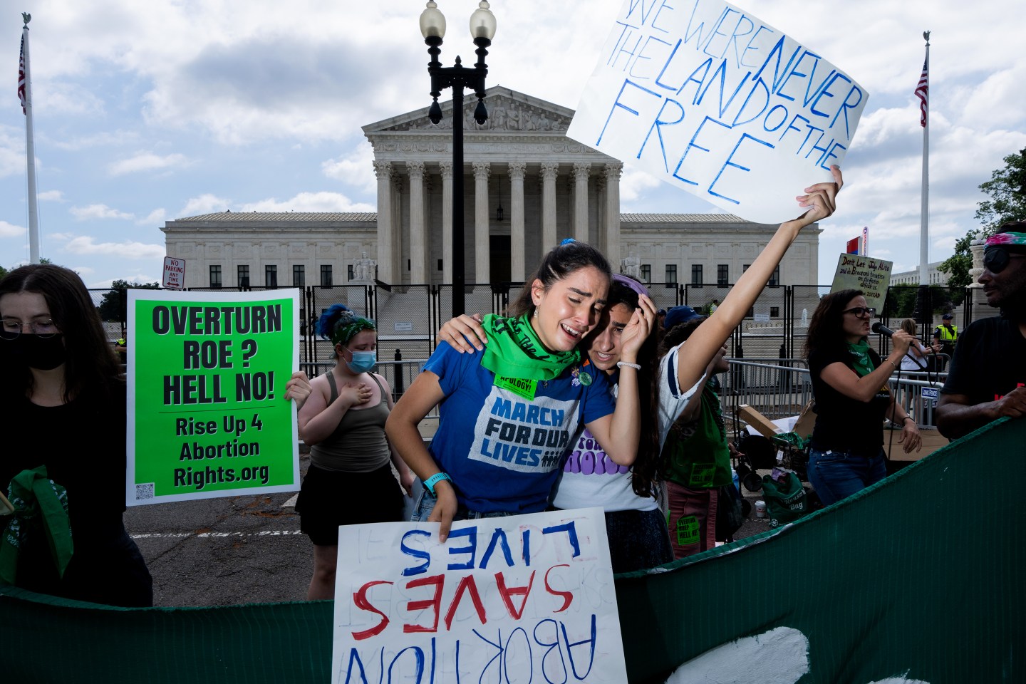 UNITED STATES &#8211; JUNE 24: Pro-choice protesters react as the Dobbs v Jackson Womens Health Organization decision overturning Roe v Wade is handed down at the U.S. Supreme Court on Friday, June 24, 2022. (Bill Clark/CQ-Roll Call, Inc via Getty Images)