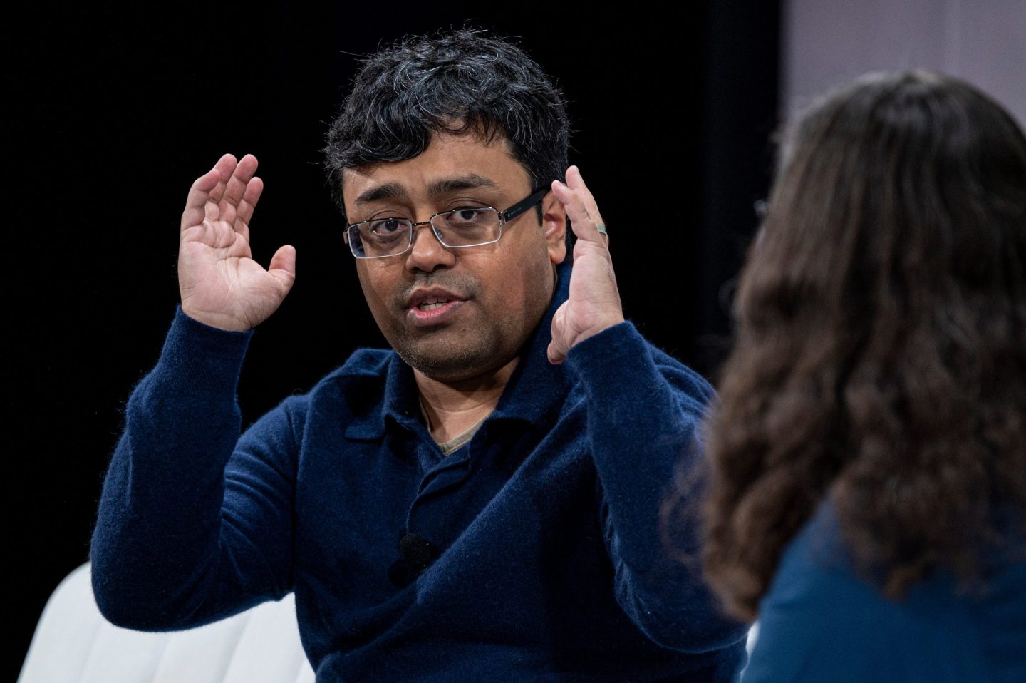 Emad Mostaque, founder and chief executive officer of Stability AI Ltd., during the Bloomberg Technology Summit in San Francisco, California, US, on Thursday, June 22, 2023. The summit will focus on the rapidly changing social media landscape, the prospects for a continued regulatory crackdown on tech, and the future of cryptocurrencies. Photographer: David Paul Morris/Bloomberg via Getty Images