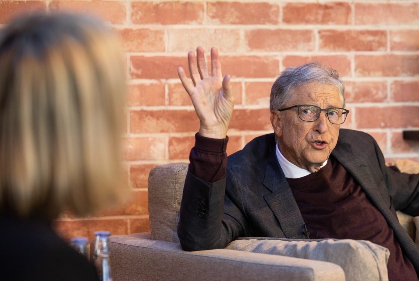 Bill Gates, co-chairman of the Bill and Melinda Gates Foundation, during an interview at Bloomberg House on the opening day of the World Economic Forum (WEF) in Davos, Switzerland, on Tuesday, Jan. 16, 2024. The annual Davos gathering of political leaders, top executives and celebrities runs from January 15 to 19. Photographer: Chris Ratcliffe/Bloomberg via Getty Images