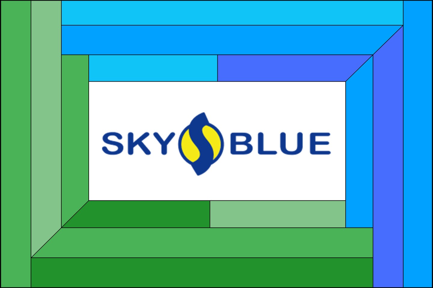 Illustration of the Sky Blue Credit logo inside a blue and green frame.