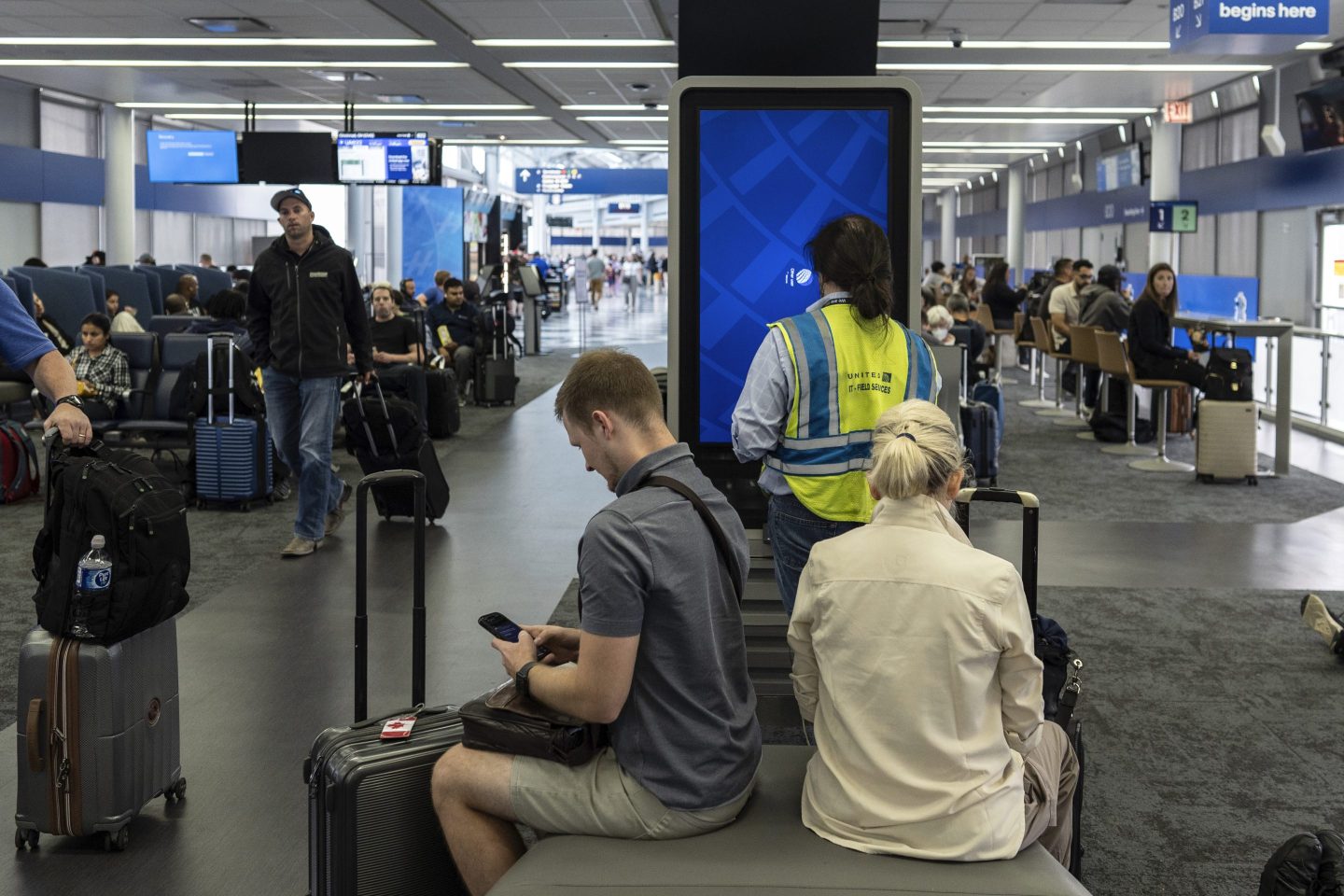 Travelers waiting at airport