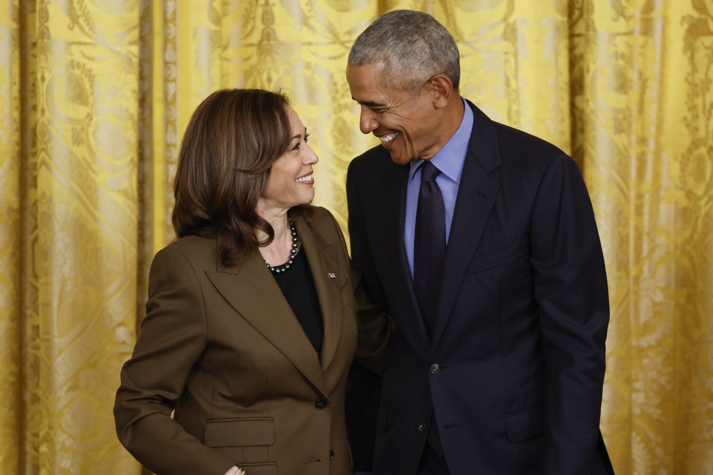 ice President Kamala Harris and Former President Barack Obama attend an event to mark the 2010 passage of the Affordable Care Act in the East Room of the White House on April 5, 2022 in Washington, DC. With then-Vice President Joe Biden by his side, Obama signed 'Obamacare' into law on March 23, 2010.