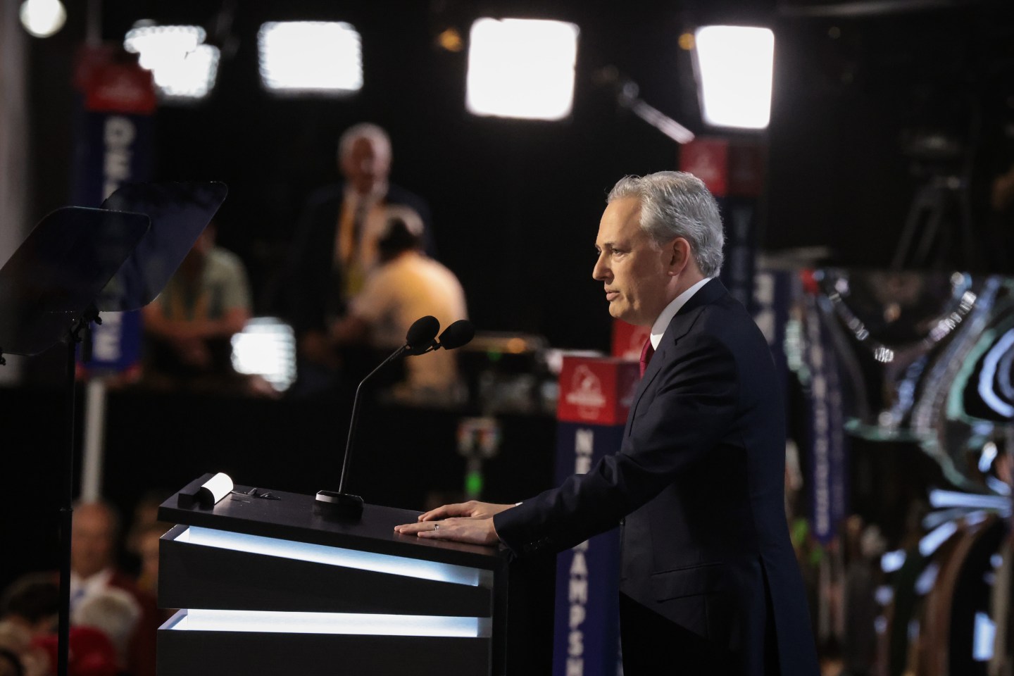 Venture capitalist David Sacks speaks on stage on the first day of the Republican National Convention at the Fiserv Forum on July 15, 2024 in Milwaukee, Wisconsin.