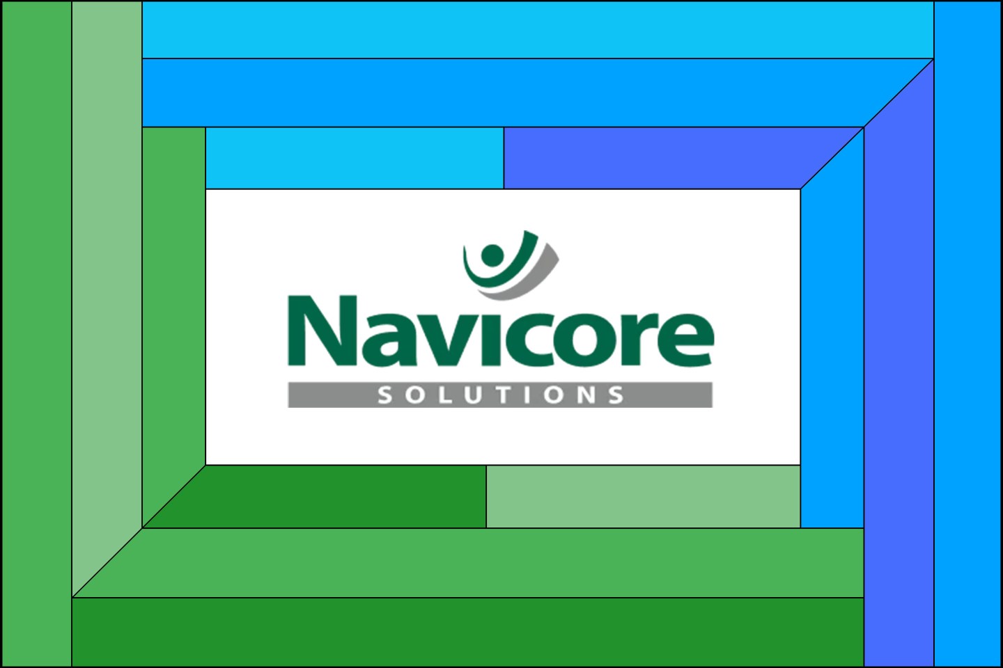 The Navicore Solutions on a blue a green frame.