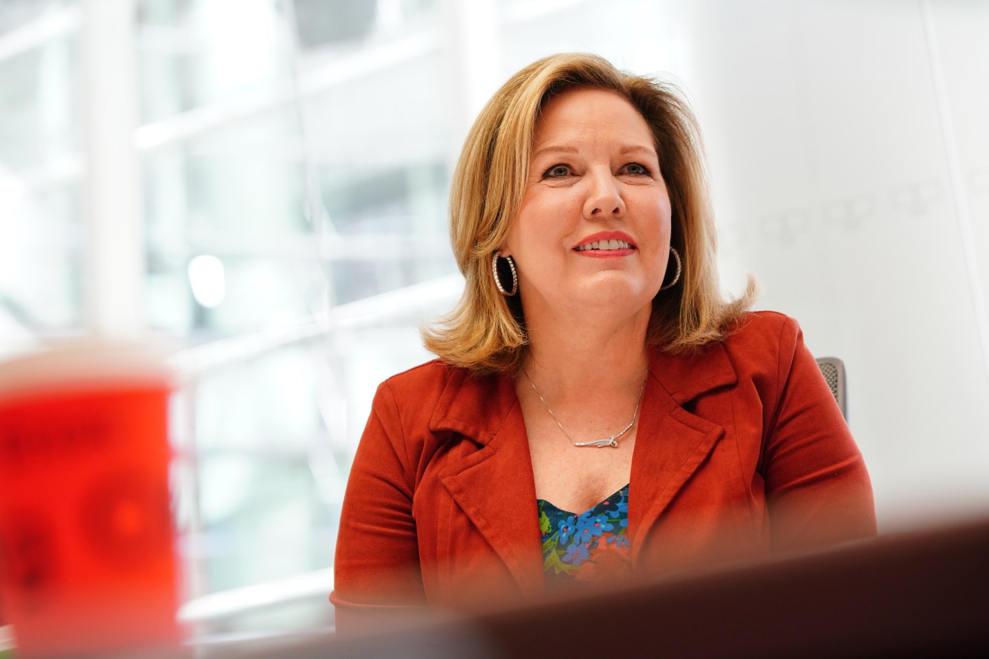 Gina Drosos, chief executive officer of Signet Jewelers Ltd., during an interview in New York, U.S., on Monday, March 21, 2022. The owner of Kay Jewelers and Zales expects to further expand its market share this year, in part on the largest number of weddings in 40 years as pandemic-delayed couples rush to the altar. Photographer: Christopher Goodney/Bloomberg via Getty Images