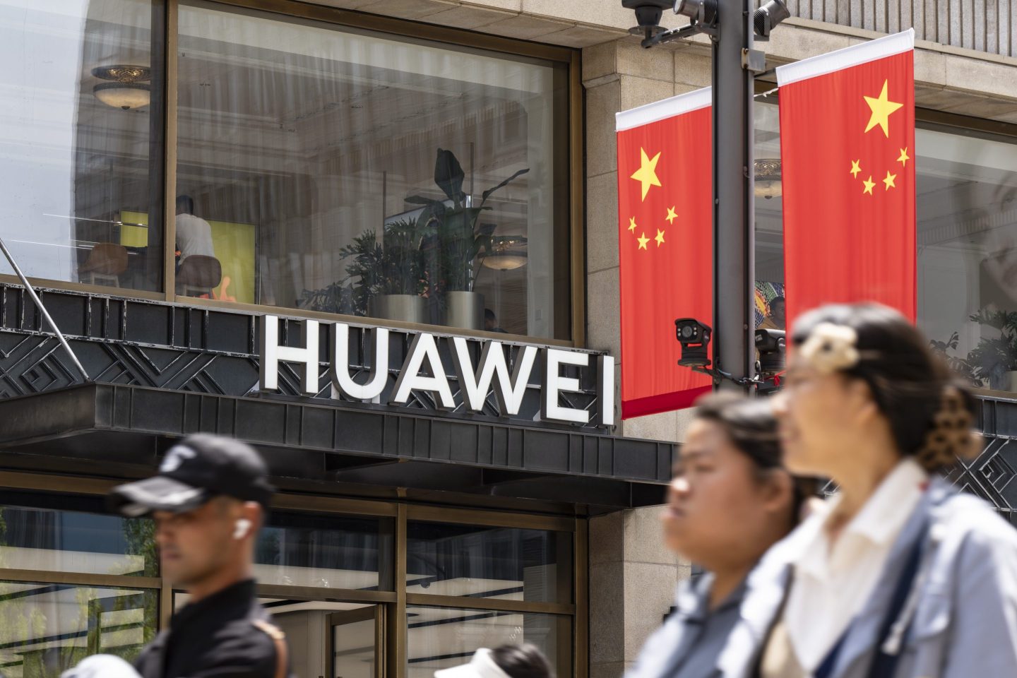 Signage at a Huawei store in Shanghai. The U.S. Commerce Department is reportedly probing whether TSMC made AI or smartphone chips for the Chinese tech giant.