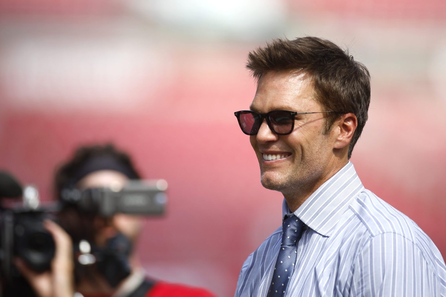 TAMPA, FLORIDA - SEPTEMBER 29: Former NFL player Tom Brady is seen on the field prior to a game between the Philadelphia Eagles and Tampa Bay Buccaneers at Raymond James Stadium on September 29, 2024 in Tampa, Florida. (Photo by Mike Ehrmann/Getty Images)