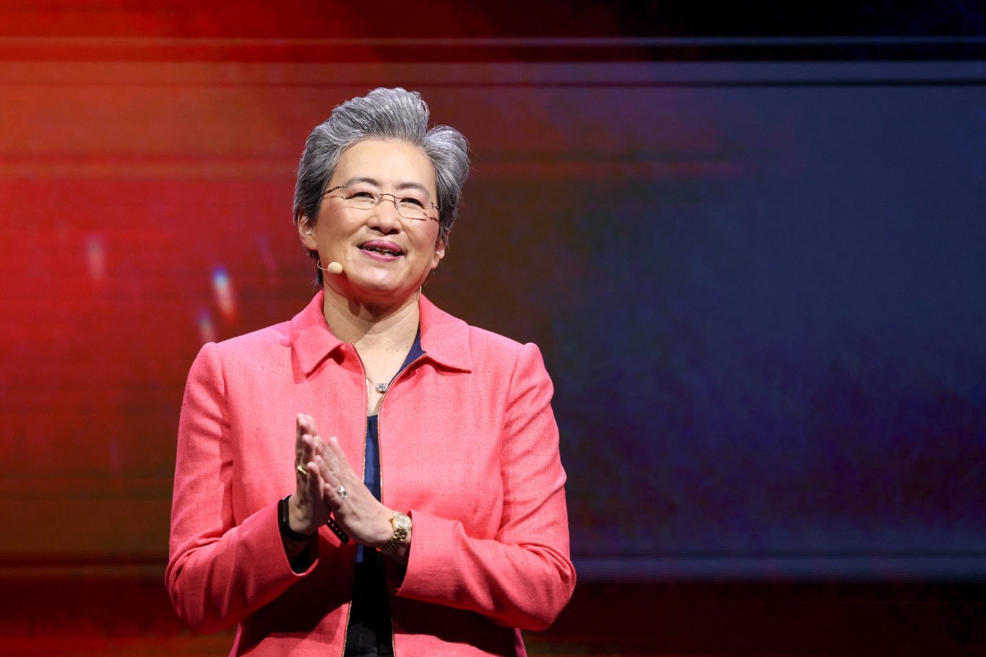 Lisa Su, chairwoman and CEO of Advanced Micro Devices (AMD), delivers the opening keynote speech at Computex 2024, Taiwan&#8217;s premier tech expo, in Taipei on June 3, 2024. (Photo by I-Hwa CHENG / AFP) (Photo by I-HWA CHENG/AFP via Getty Images)