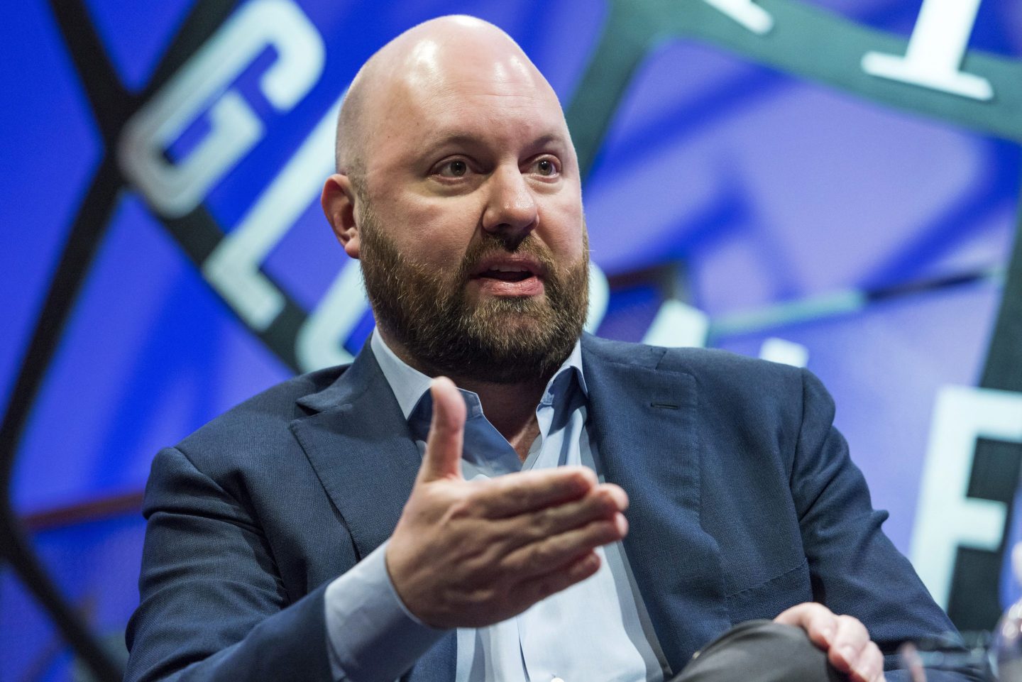 Marc Andreessen, co-founder and general partner of Andreessen Horowitz, speaks during the 2015 Fortune Global Forum in San Francisco, California, U.S., on Tuesday, Nov. 3, 2015. The forum gathers Global 500 CEO&#8217;s and innovators, builders, and technologists from some of the most dynamic, emerging companies all over the world to facilitate relationship building at the highest levels. Photographer: David Paul Morris/Bloomberg via Getty Images