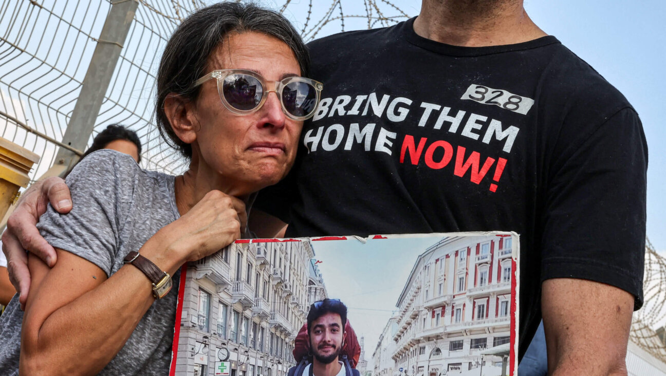 Rachel Goldberg-Polin and Jonathan Polin, parents of Israeli hostage Hersh Goldberg-Polin, attend a demonstration by the border of Gaza with other hostage families, Aug. 29. 