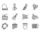 Jazz Music Instrumental Line Icons