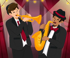 Jazz Musician Trumpet and Saxophone Performing on a Event