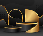 Black Gold 3D Podium Background