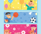 Three Kids Playing Together Banner Set