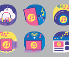 Music Streaming Illustrated Icons Set