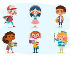 Cute School Kids Boy and Girl Characters Concept