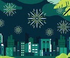 Firework Show With City Landscape Concept