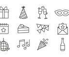 Simple Party Line Icons Set