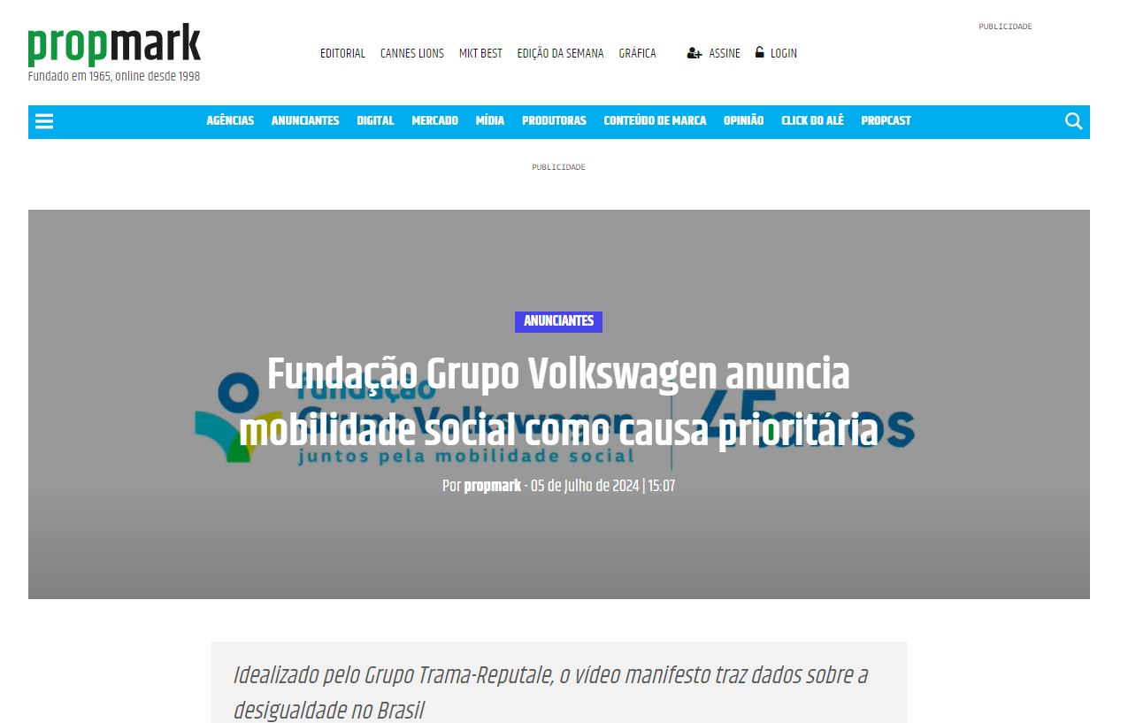 Fundação Grupo Volkswagen anuncia mobilidade social como causa prioritária