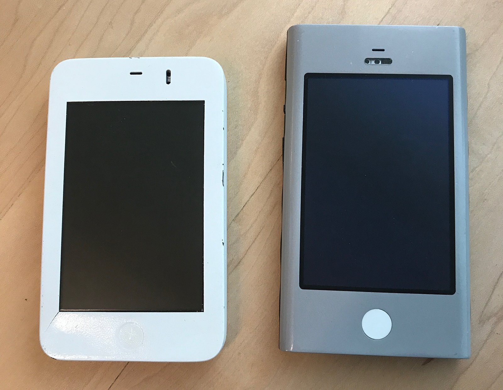 iPhone Prototypes from Ken Kocienda's desk.