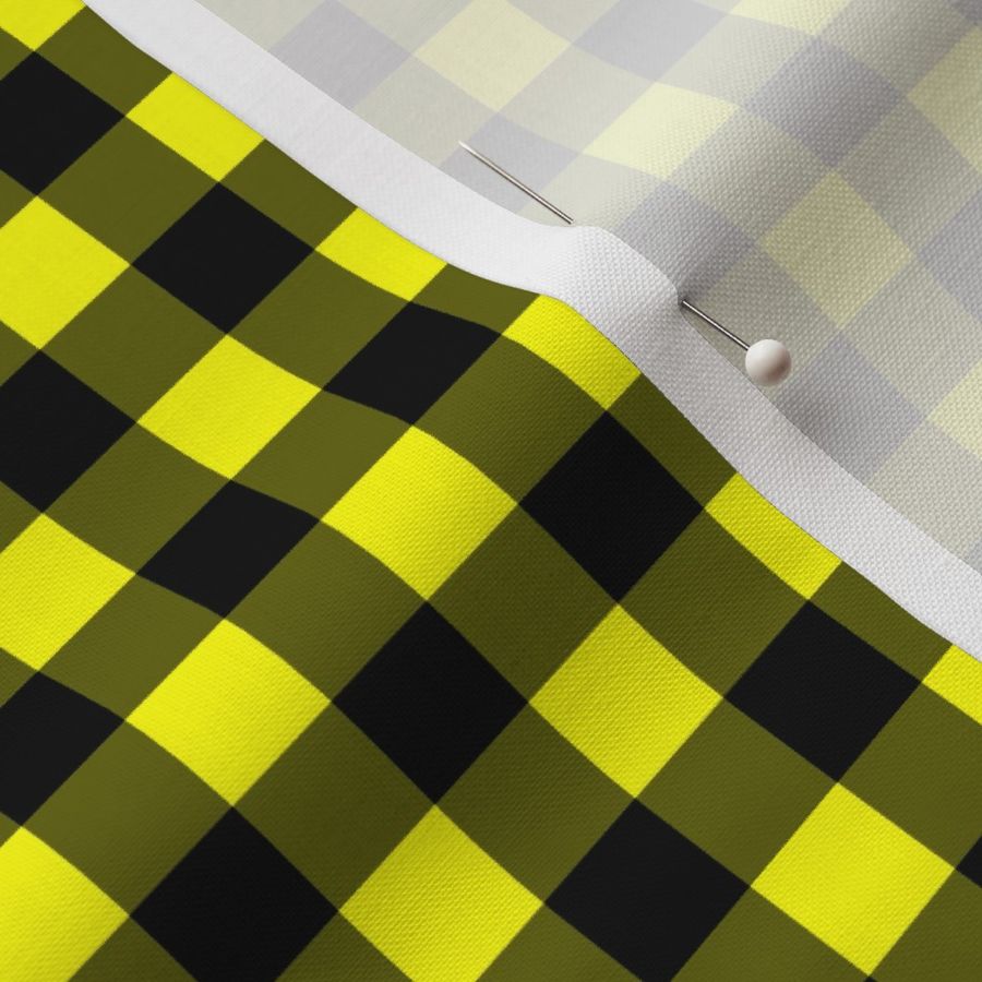 Half Inch Yellow and Black Gingham Check