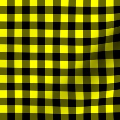 Half Inch Yellow and Black Gingham Check