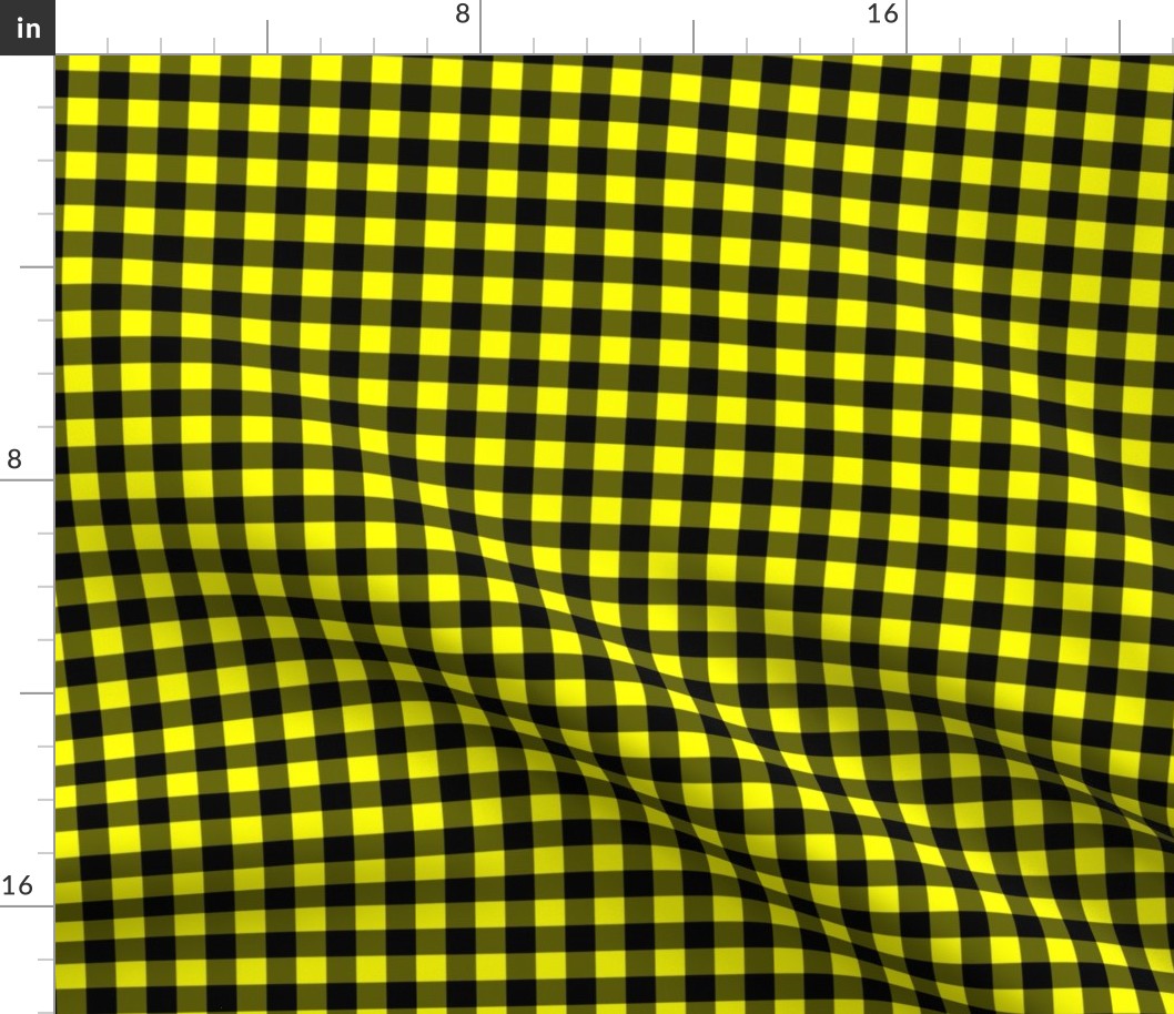 Half Inch Yellow and Black Gingham Check