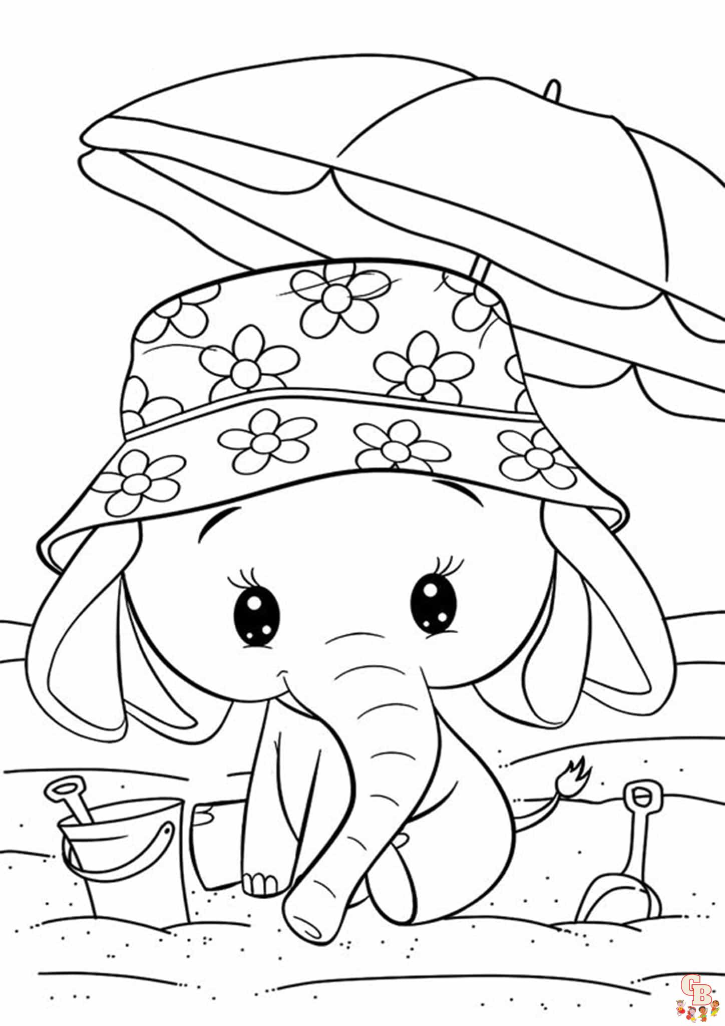 Cute Elephant Coloring Pages 2