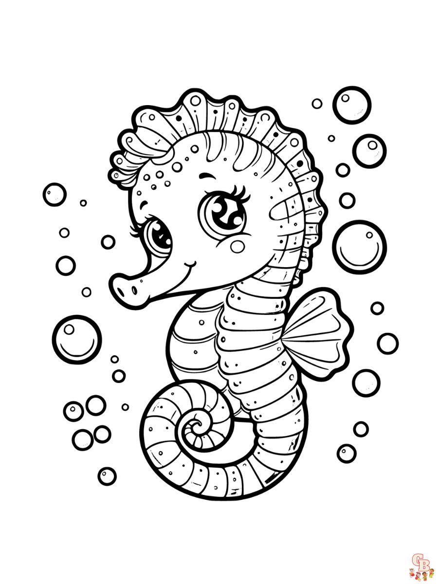 Cartoon seahorse coloring page