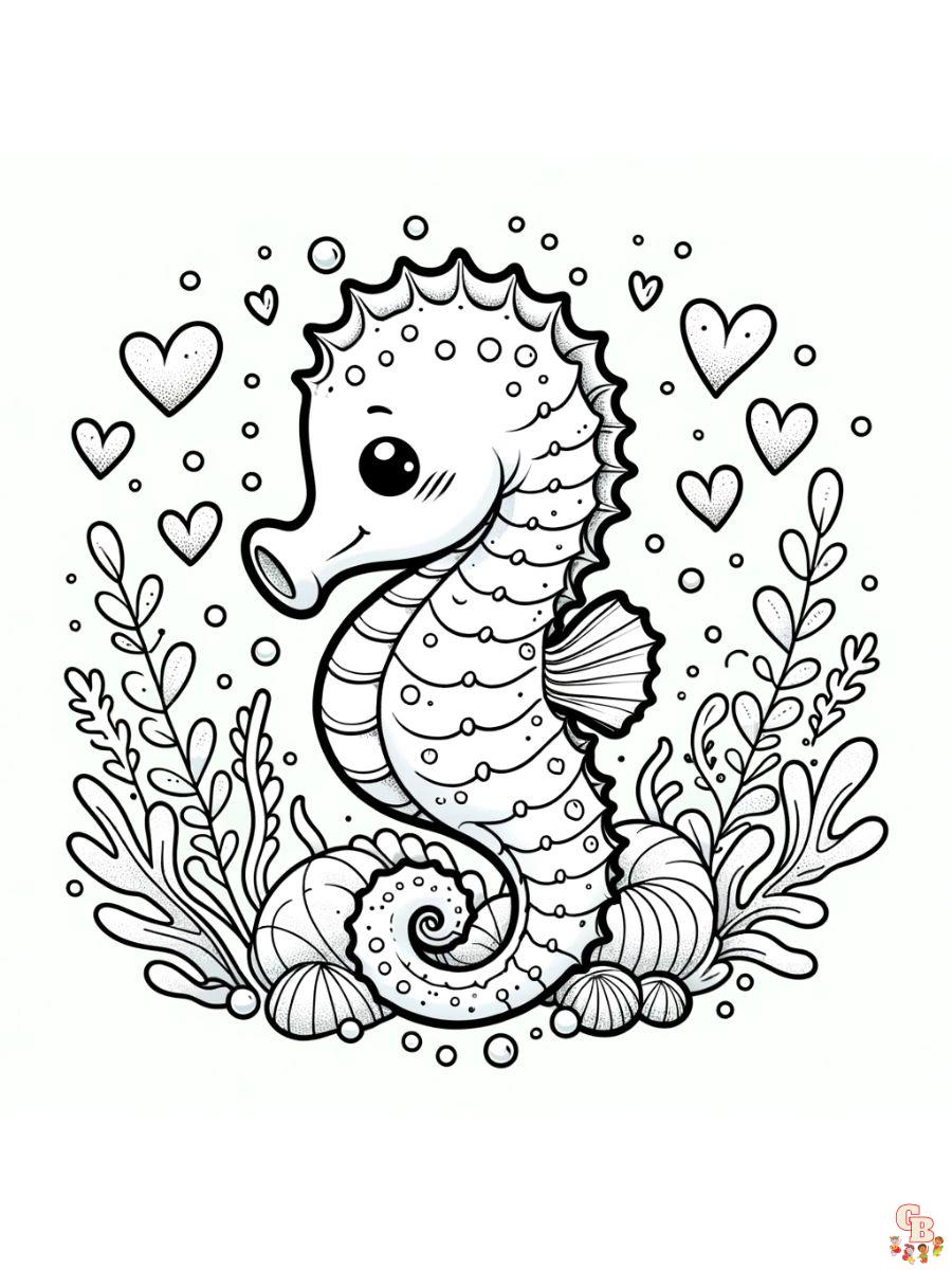 Lovely Seahorse Coloring Pages free