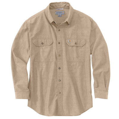 Dark Tan Chambray Carhartt Loose Fit Midweight Chambray Long-Sleeve Shirt