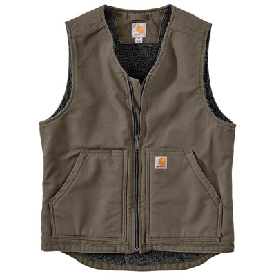 Driftwood Carhartt 0V394-M Washed Duck Sherpa-Lined Vest