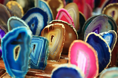 dyed geode display slices