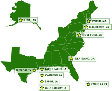 LNG terminal map