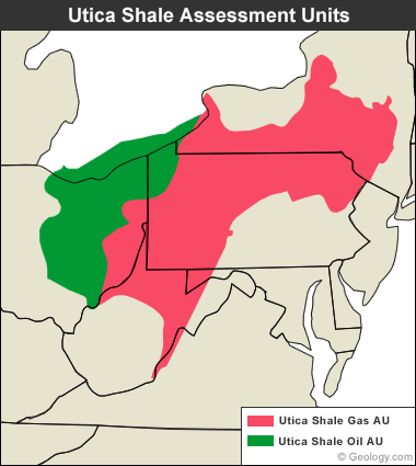 Utica Shale USGS Assessment Units Map