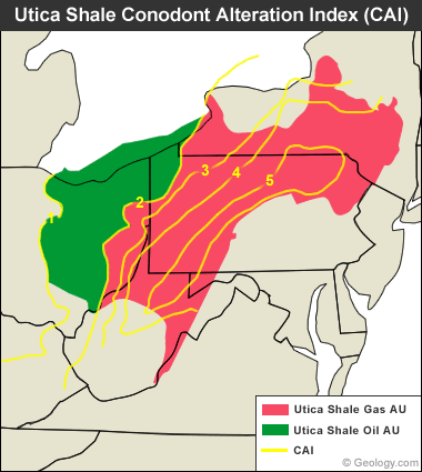 Utica Shale Conodont Alteration Index Map