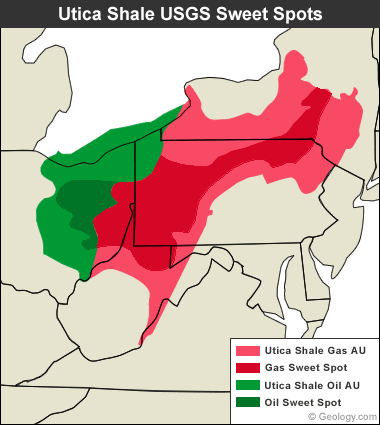 Utica Shale USGS Sweet Spots Map