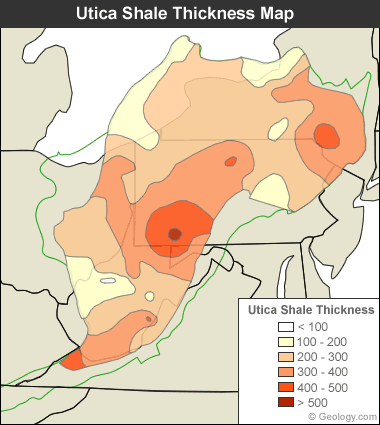 Utica Shale Thickness Map