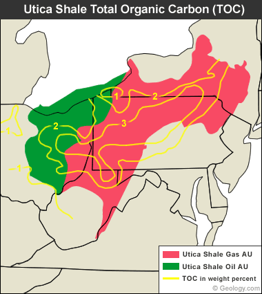 Utica Shale Total Organic Carbon Map