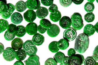 Green jadeite buttons